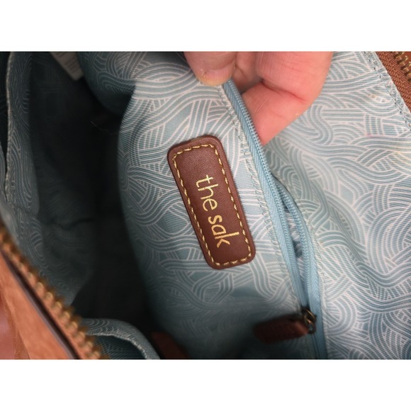 The Sak Indio Two Tone Brown Leather‎  Alameda Purse Snake Skin Pattern Strap - Picture 6 of 12